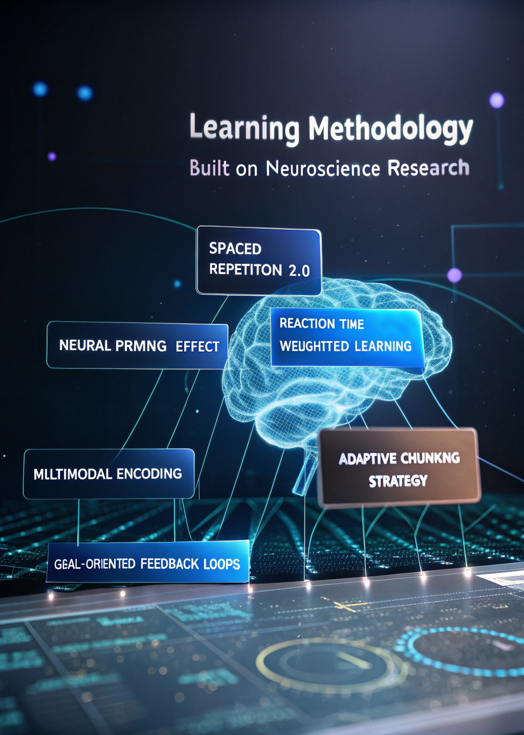 Futuristic neuroscience and AI learning illustration